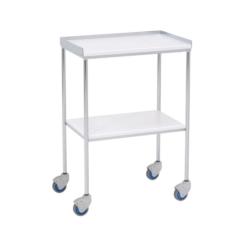 Přístrojový stůl – 2 police (PVC) – 60x40x80 cm – Horní hrana na 3 stranách