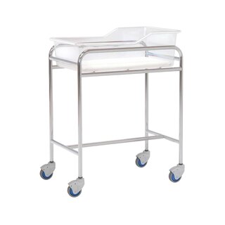 Dětská postýlka s kolečky pro neonatalogii – Chromovaná ocelová konstrukce – 80x48x85 cm