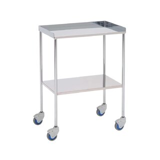 Přístrojový stůl – 2 police – 60x40x80 cm – Horní hrana na 3 stranách – Chrom
